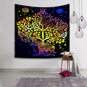 

Indian Wall Tapestry Mandalas Elephant Life Tree Wall Hanging Headboard Beach Towels Bohemian Home Wall Decor