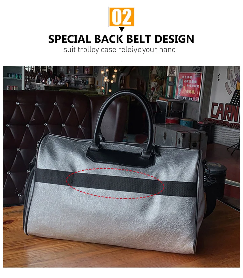 Серебристая спортивная сумка из искусственной кожи для фитнеса, женская сумка для путешествий, мужская сумка через плечо, сумка для багажа, для обуви, спортивная сумка Blaso XA128D