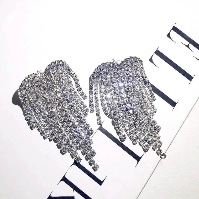 

New fashion Crystal Tassel Earrings for Women silver Long Peacock Dangle Drop Earing Female love Wedding Jewelry Gift