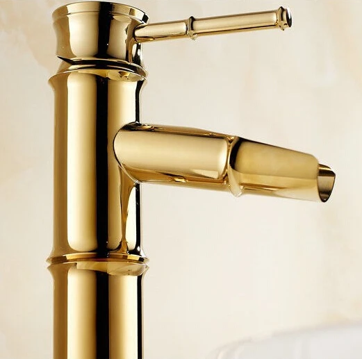 Высокий бамбуковый кран водопад золотого цвета для ванной 8026K|bathroom tap|bamboo waterfallbamboo