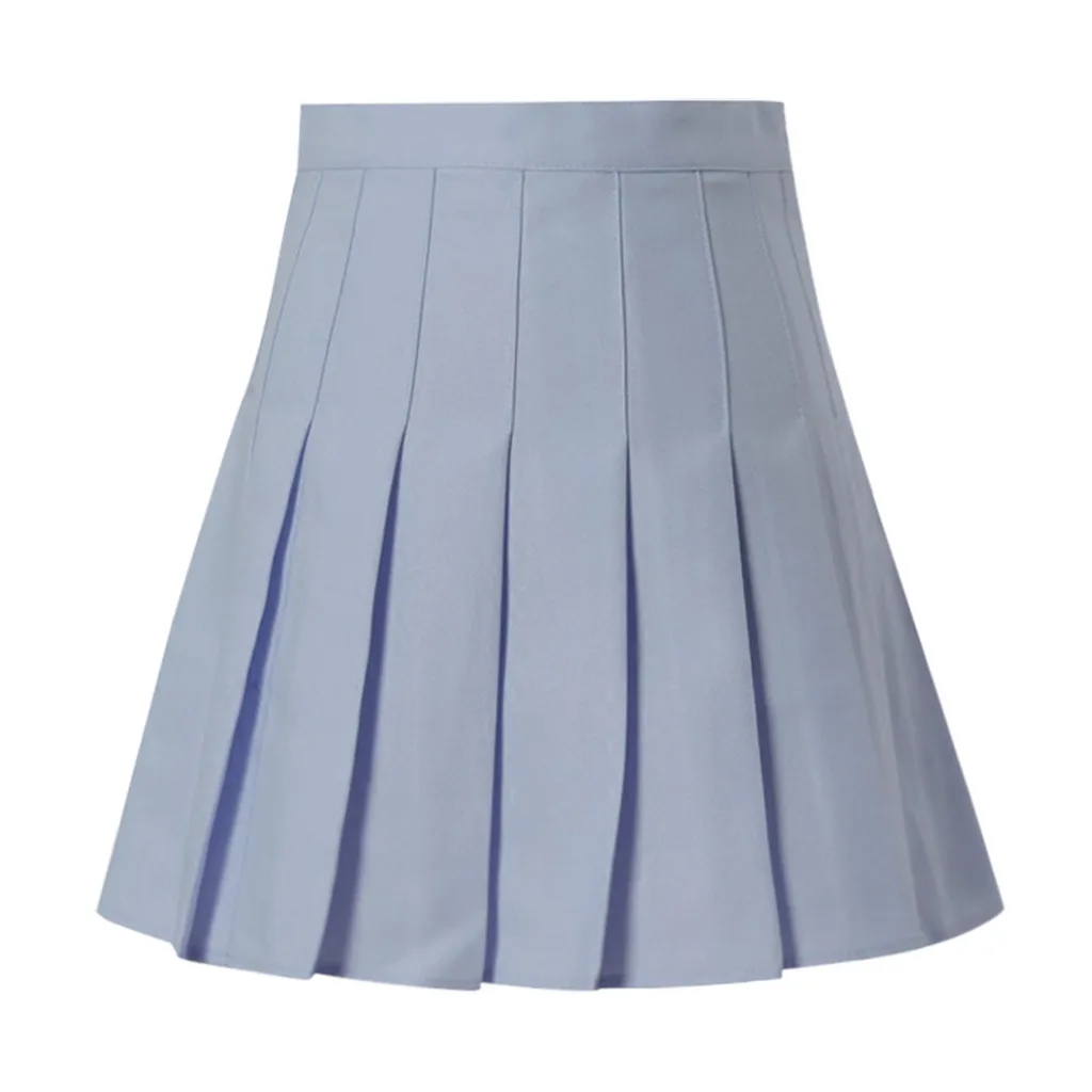Новые женские модные летние юбки, однотонная плиссированная мини-юбка с высокой талией, Jupe Femme, расклешенная приталенная Повседневная теннисная юбка - Цвет: Gray