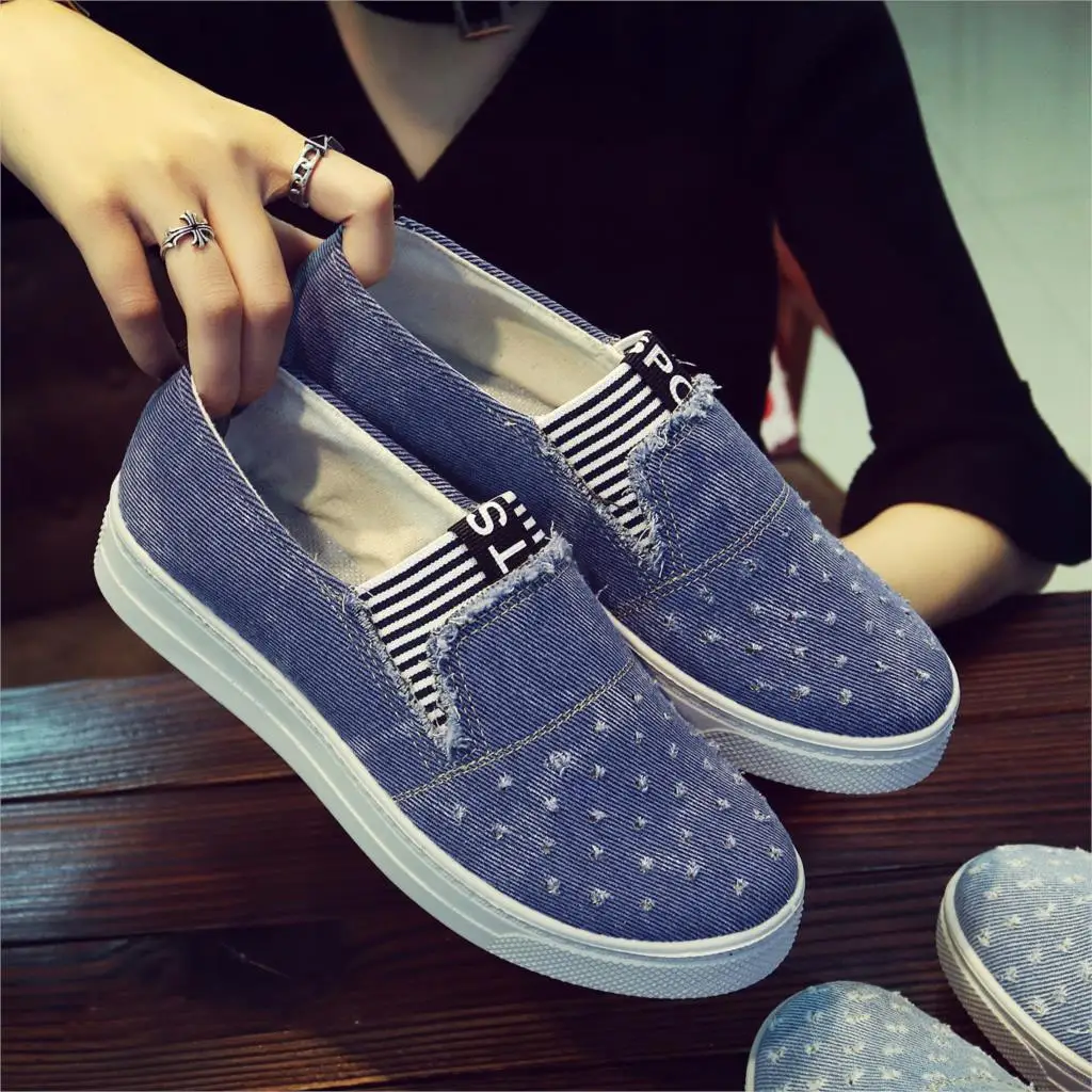 New Flat Shoes Ladies School Canvas Casual Flat Soft And Comfortable ...