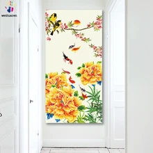 DIY картинки для раскраски по номерам с цветами кальмара гибискуса цветок и птица картина Рисование Живопись по номерам в рамке дома