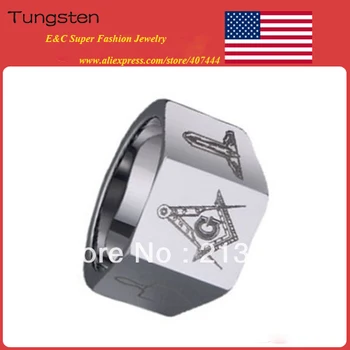 

Free Shipping!Wholesales Price! USA Hot Selling 12MM Width Women&Men's Classic Tungsten Carbide Wedding Ring With Masonic Design