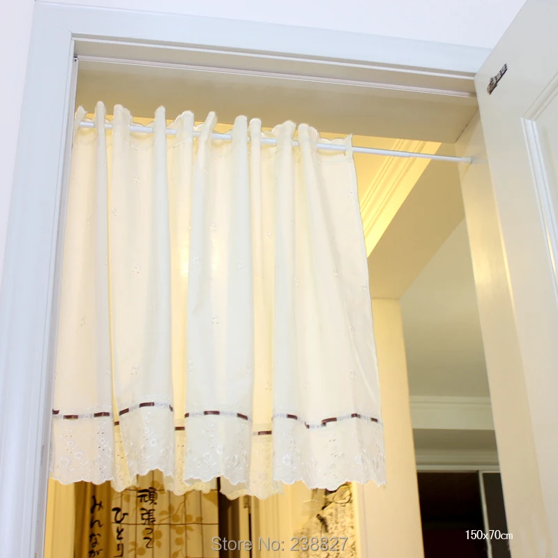 XinHuaEase Short Curtains for Kitchen Rural Flower Embroidery Tulle on the Window Home Decor Coffee Door Curtain Finished Drapes (11)