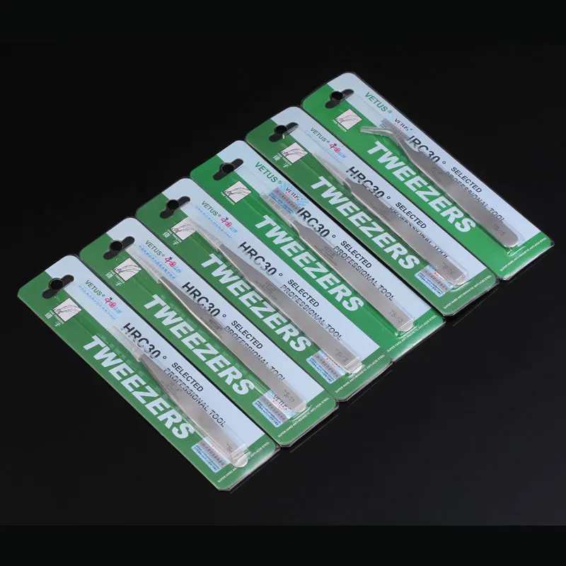 Precisión Vetus Pinzas de acero inoxidable curvo Pinzas herramientas de reparación electrónica