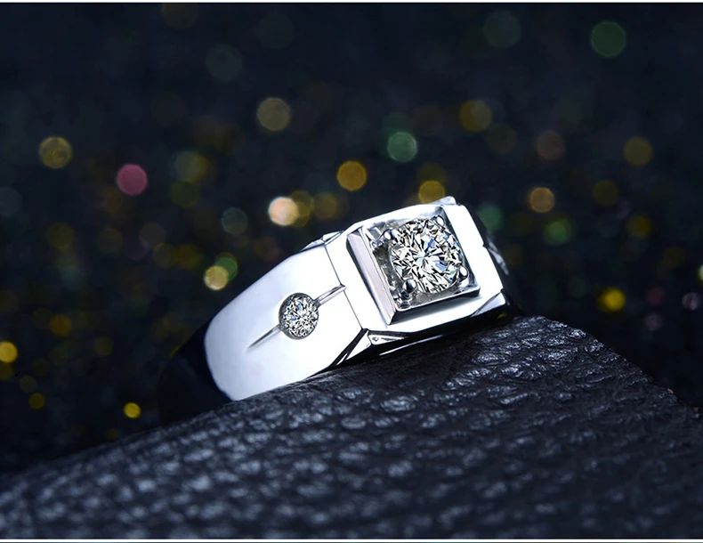 Бриллиантовое обручальное кольцо 18 к белое золото 0,12 + 0.08ct H SI1 круглый натуральный самоцвет ювелирный изделия для мужчин помолвка на заказ