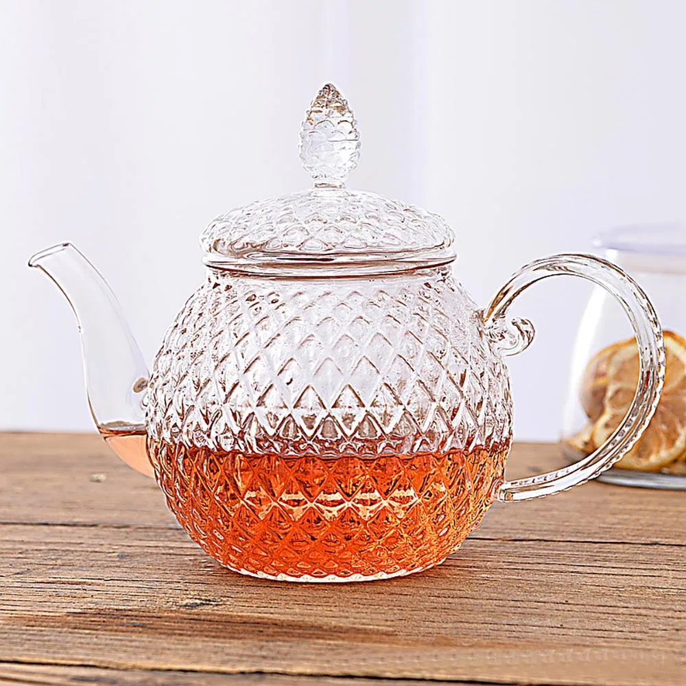 

Clear Glass Teapot High Temperature Resistant Loose Leaf Flower Tea Coffee Pot