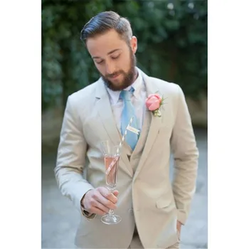 

Custom Made champagne Men Suit Formal Skinny Wedding Groom Suits for men Custom Simple Mens Tuxedo 3 Piece (Jacket+Pants+Vest)