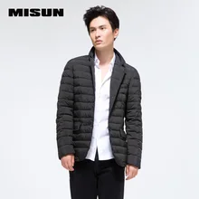 Misun тканевый повседневный костюм с отложным воротником тепловой дизайн тонкий короткий пуховик Мужская одежда куртки
