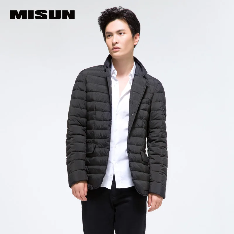 Misun fabric casual turn-down collar suit thermal design thin short down coat men's clothing jackets