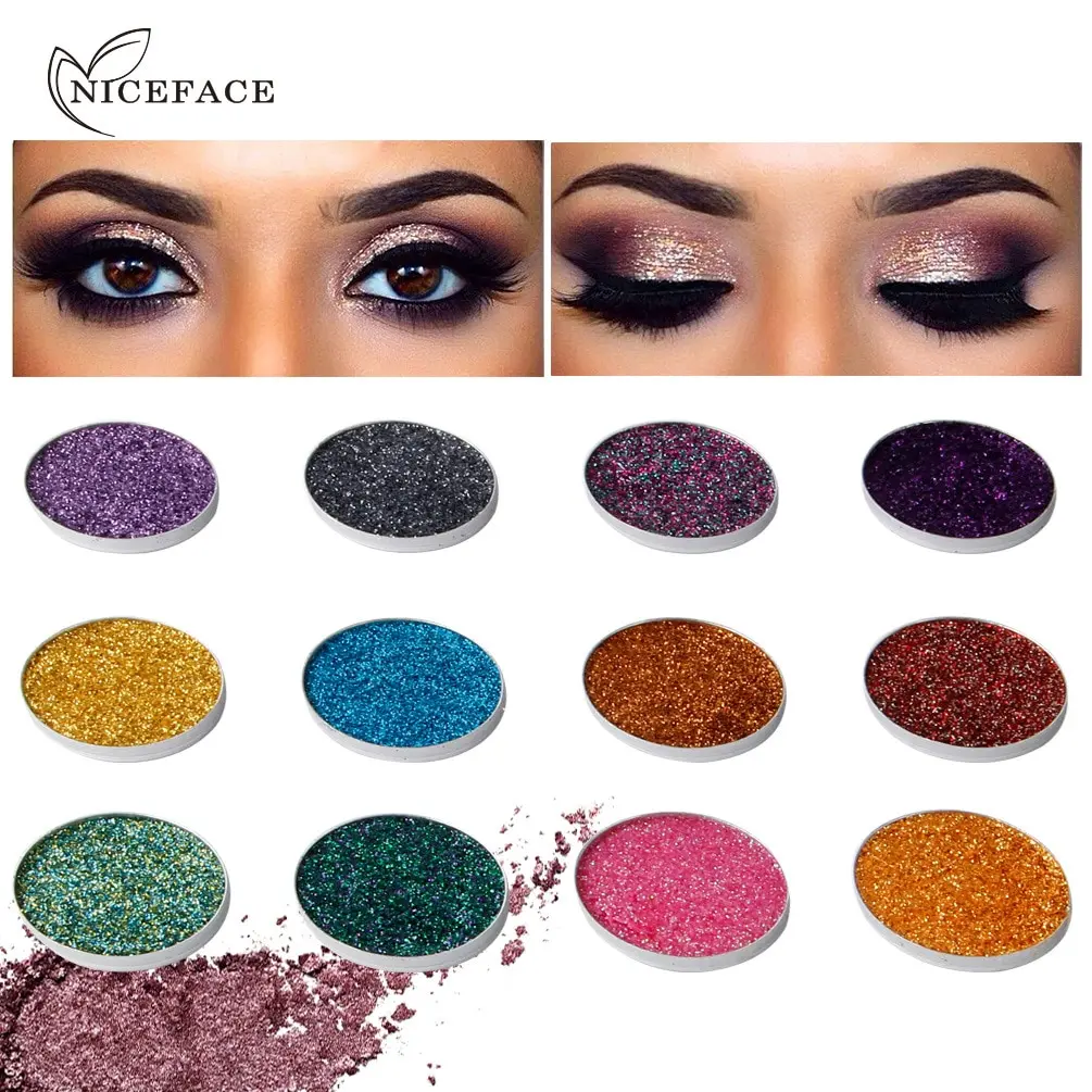 NICEFACE Glitter Eyeshadow Metal Professional Powder Eye Shadow Pigment Pressed Make Up Long Lasting |