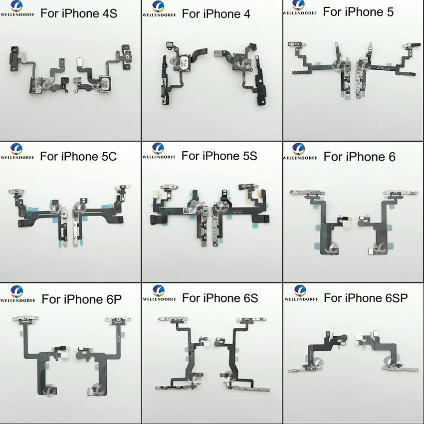 

Power Volume Mute Button Flex For iPhone 4 4S 5 5C 5S SE 6 6P 7 7P 8 8P Plus X With Metal Hold Replace Parts