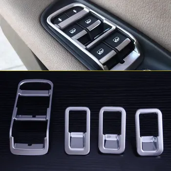 

beler 4PCS Chrome Car Auto Interior Window Switch Panel Cover Trim Decoration Fit for Audi Q7 2016 2017 2018Car Accessories