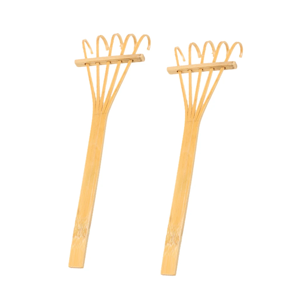 PACK 2PCS Bamboo Rake Ornament for Home Garden Bonsai Microandscape Decor