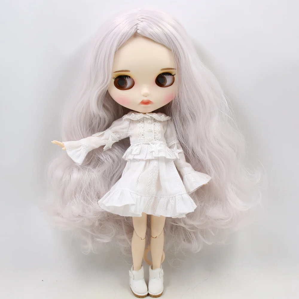 Кукла Blyth ICY DBS для № BL1003/1327 серые розовые волосы резные губы матовое лицо с
