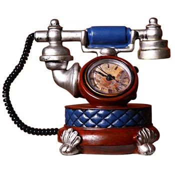 

Vintage European Resin Alarm Clock Decor Clock Handicraft Furnishing Articles Telephone Craft Friend Gifts Furnishing Home Decor