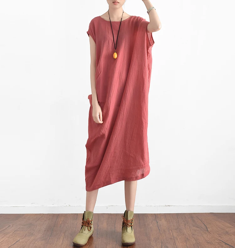 

Summer New Dresses 2017 Fashion Women Casual Dress Loose Plus Size Elegant Dress Female Original Irregular Linen Dress Vestidos
