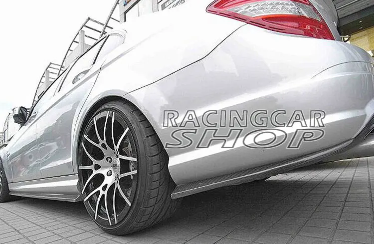 Real Carbon Fiber Rear Bumper Extensions 1pair for Mercedes Benz W204 C63 AMG Side Skirt 2012-2014