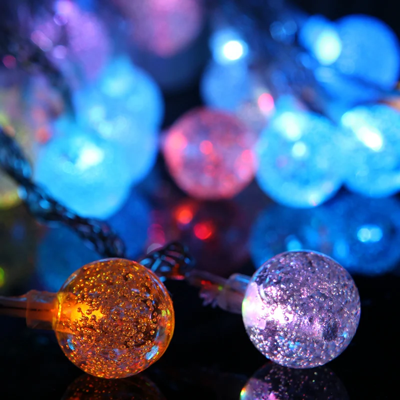 5 M 20 LED Festoon luces de hadas bola de cristal de plástico luz de la secuencia guirnalda impermeable Navidad Holiday luces led decoracion 5 M 20 LED Festoon luces de hadas bola de cristal de plástico luz de la secuencia guirnalda impermeable Navidad Holiday luces led decoracion