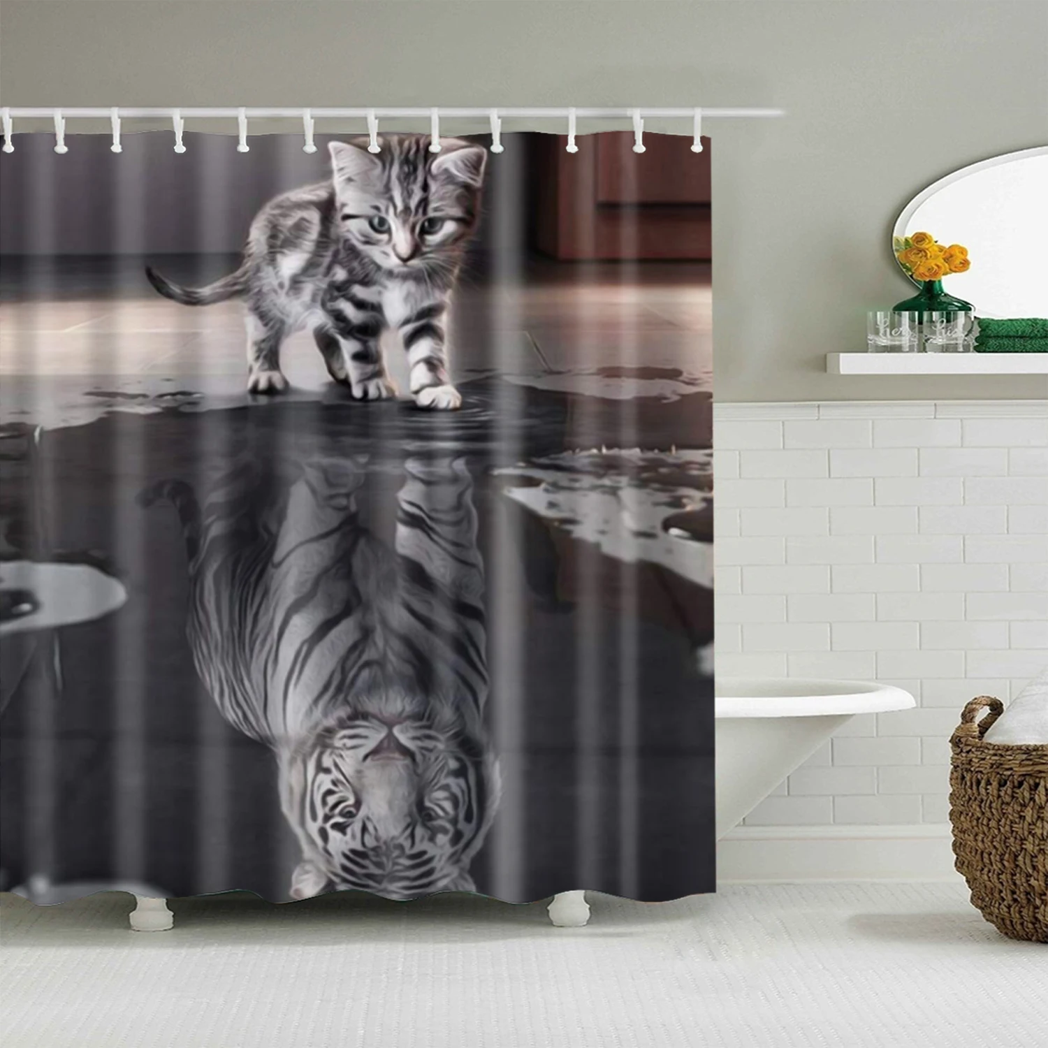 

waterproof shower curtain bathroom curtain animals printed polyester screens for bath home decoration cortinas de bano navidad