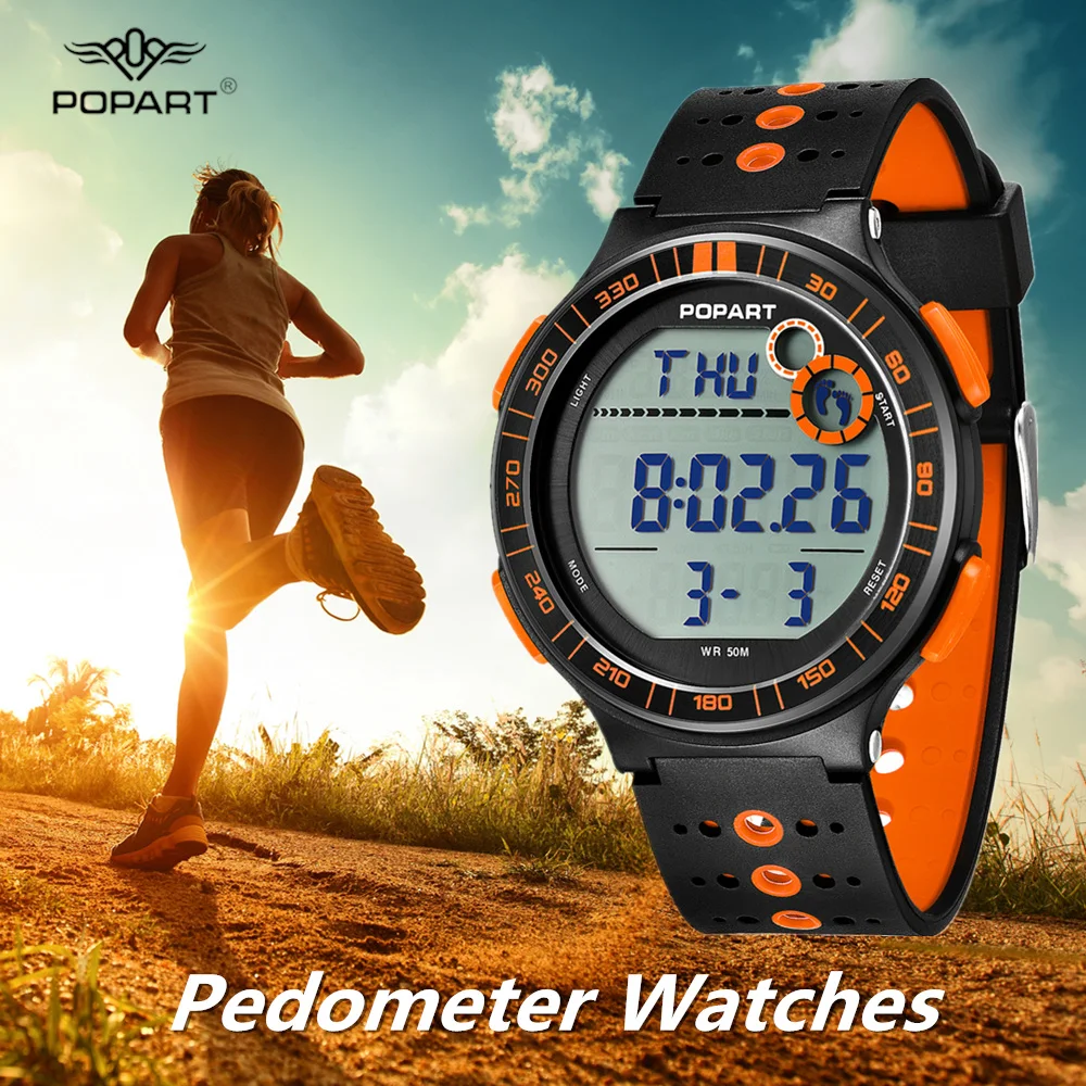 

POPART Pedometer Sport Watches For Women Watches Waterproof Luxury LED Digital Ladys Watch for Woman Clock Relogio Feminino 2018