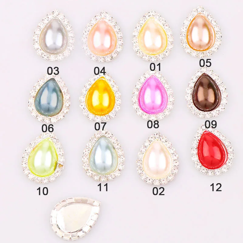 New 13x18mm Teardrop Pearl Button Brass 20x26mm Silver Metal Tray Rhinestone Cabochon Base Cameo Setting DIY Jewelry Charms | Украшения и