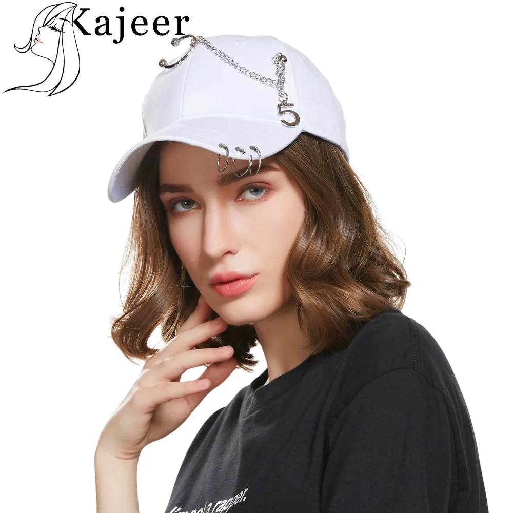 Kajeer бренды Женский сращивания регулируемые бейсболки Snapback шапки для мужчин женщин Хип Хоп мода personalit белая шляпа с кольцами