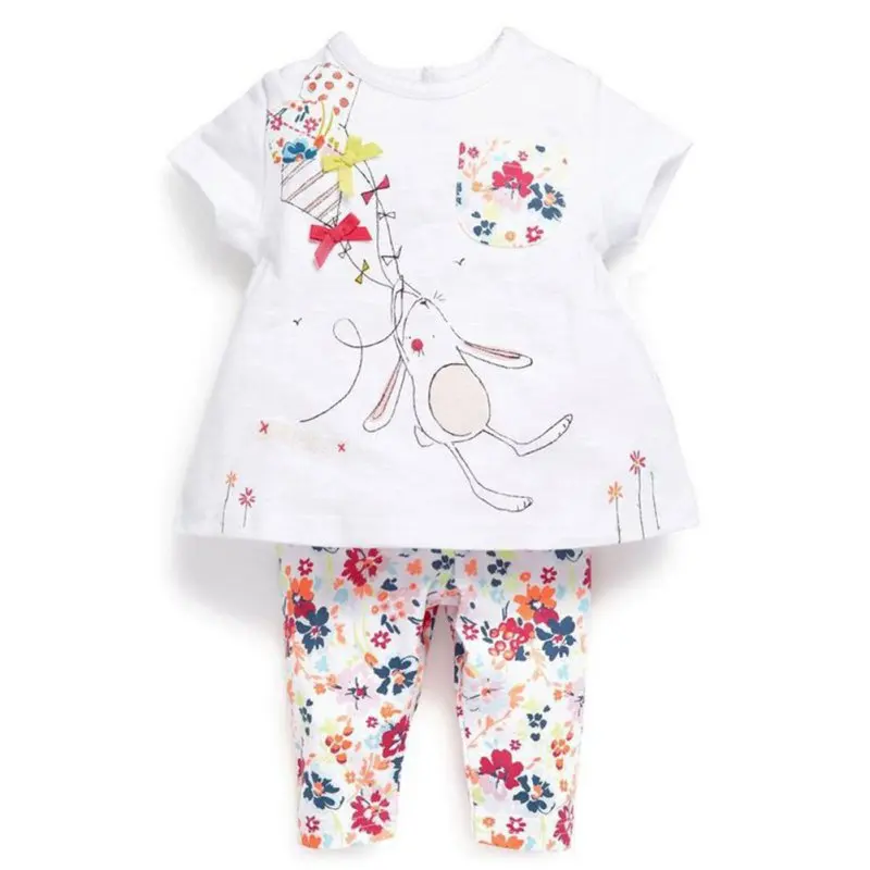 

Vaenait Baby Toddler Boys Girls Pajamas Bunny Sleepwear T-shirt Tops floral leggings Suit