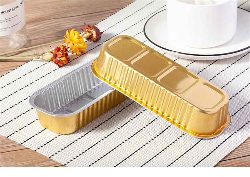50 шт. цветная алюминиевая фольга для выпечки, коробка для торта 200 мл, прямоугольная маленькая жестяная чашка для сыра, десерта, хлеба, Упаковочная чашка с крышкой