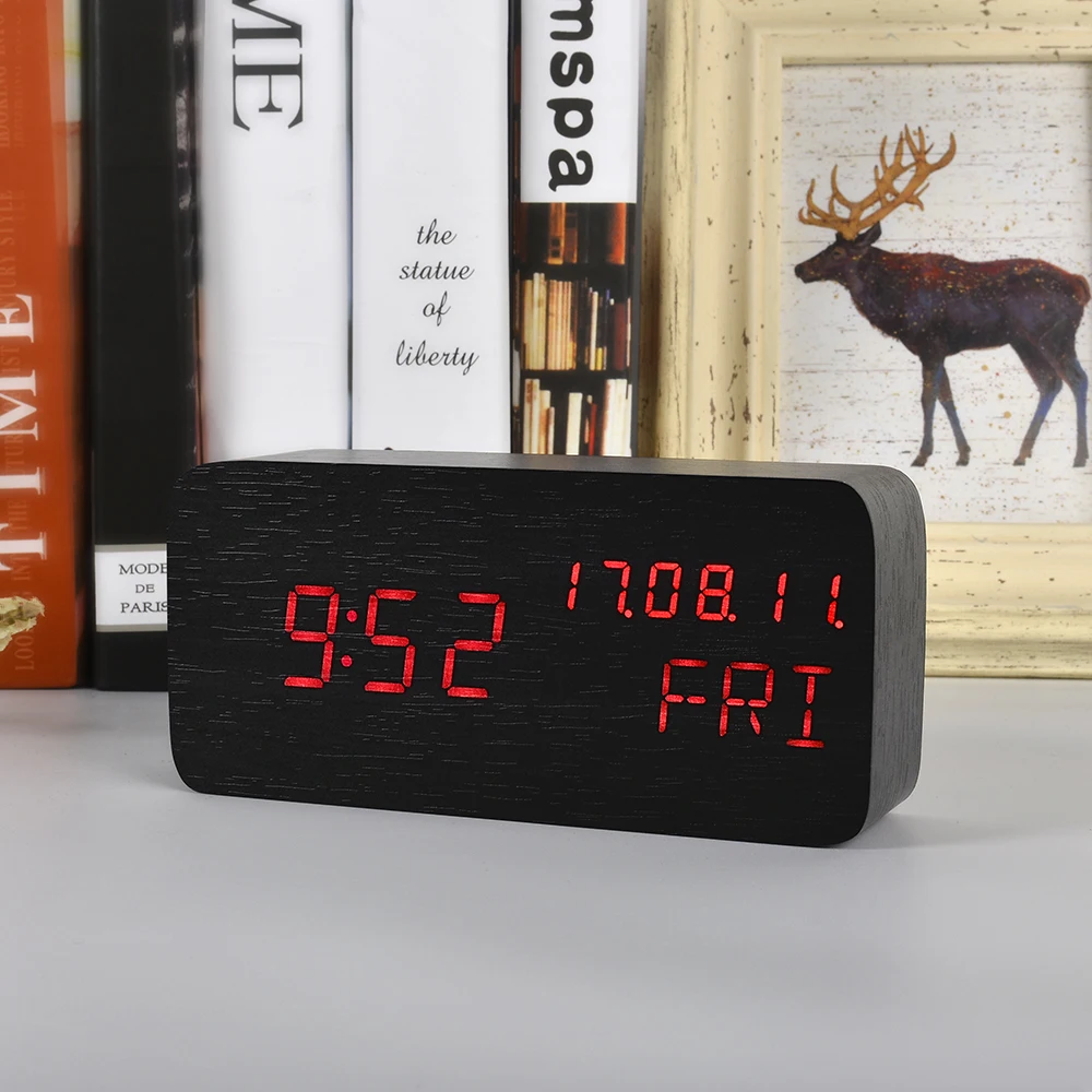 Comprar Reloj despertador LED Digital fibisonico reloj de sobremesa electrónico Visualización de temperatura Despertadores YY MM DD