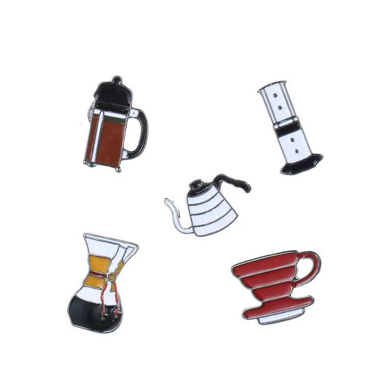 Новая креативная кофейная чашка, кофейный набор, интересные сосны, para ropa, украшение, значок, значок для рюкзака, мультфильм, C1106-TO - Цвет: 5pcs