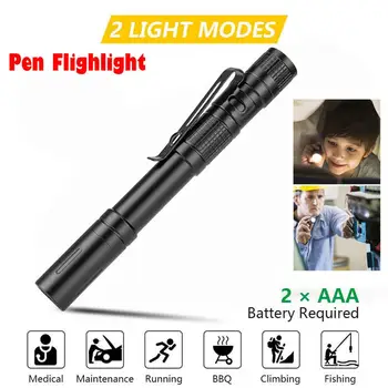 

Aluminum Pen LED Flashlight Portable Super Bright Waterproof Q5 Black Flashlight Camping Wholesale #4JY08