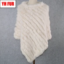 Горячая Распродажа, Женская шаль из натурального кроличьего меха, натуральный вязаный натуральный кроличий мех, пончо, шарф, модный натуральный кроличий мех, Пашмина