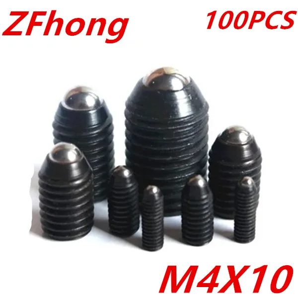 100pcs M4*10 Black Hex Socket Spring Ball Plunger Set Screwsin Screws