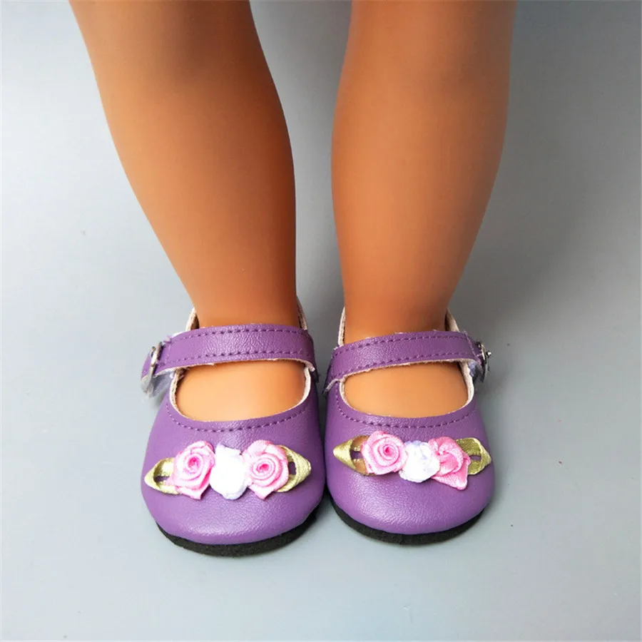 Baby Doll Cool Fashion Rose Flower Shoes For 18 Inch Girl Dolls Accessories Shoes Boy Dolls Spring Doll Shoes (8)