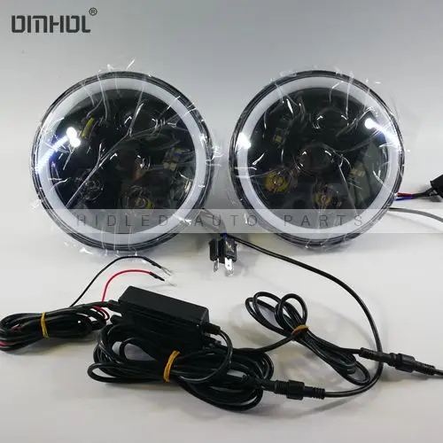 App control 7 inch RGB LED headlights for Jeep 3