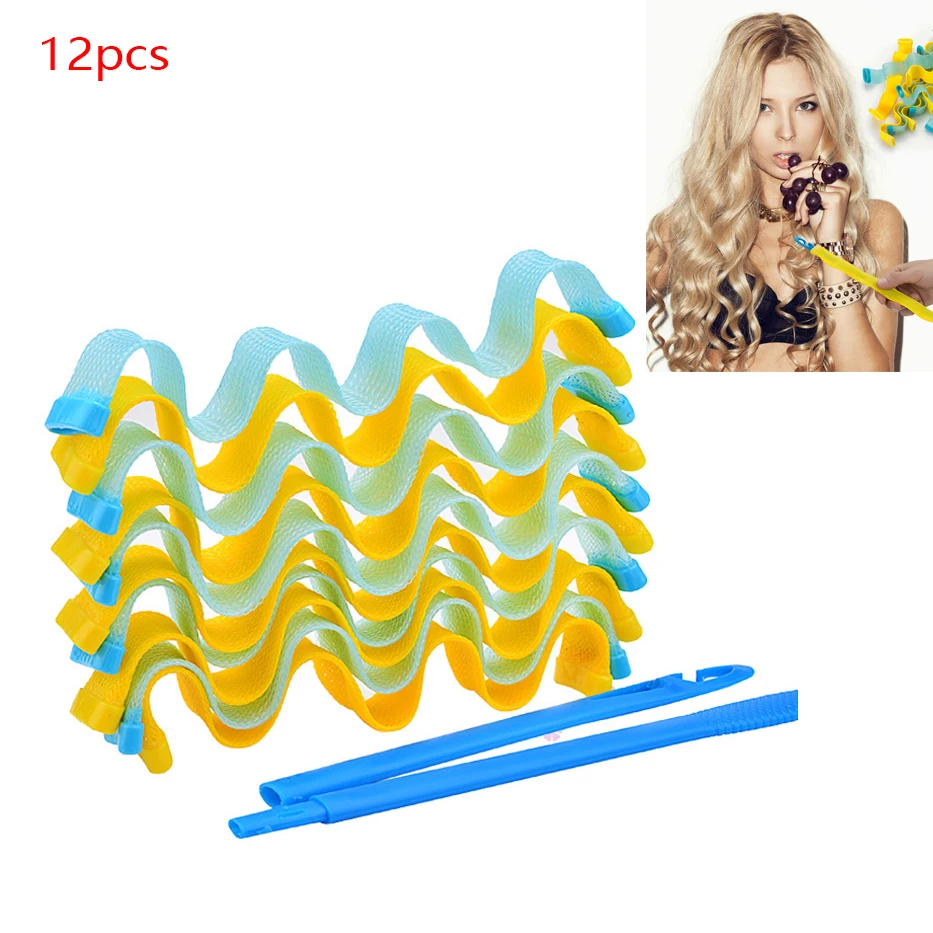 

12 Pcs DIY Plastic Magic Lang Haarkrulspelden Spiral Ringlets Wave Krul Formers hair Leverage Rollers Formers Long Hair Curlers