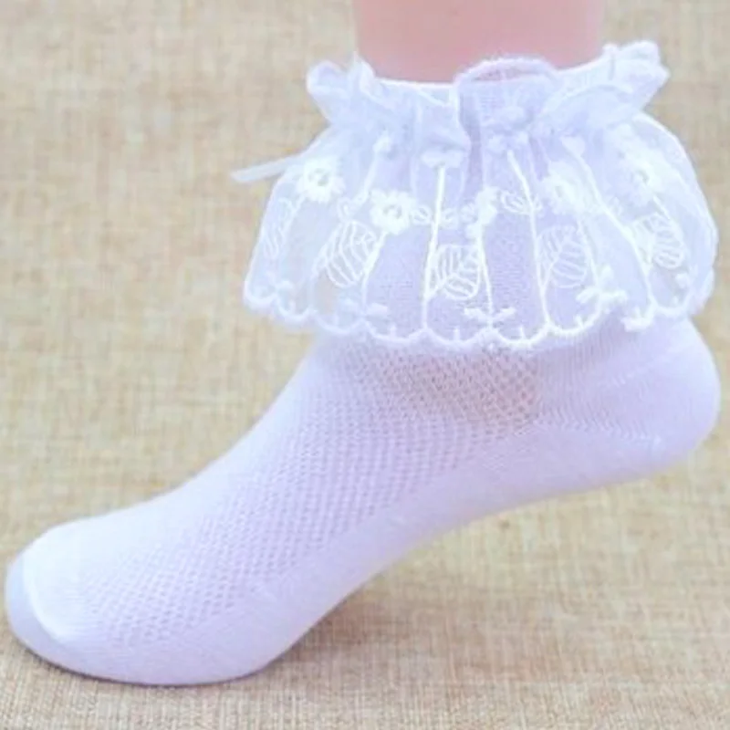 Solid Color Baby Lace Socks Anti Slip Kids Short Active Baby Chaussette Terry Cotton Socks Baby
