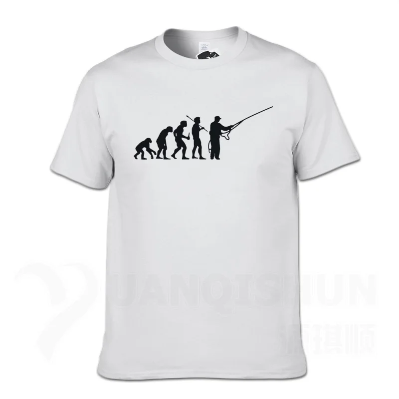 Новая мода года Эволюция Fishinger Футболка мужская летняя рыба шутка Рыбак Карп футболка s Забавный подарок хлопок короткий рукав Футболка - Цвет: White 1