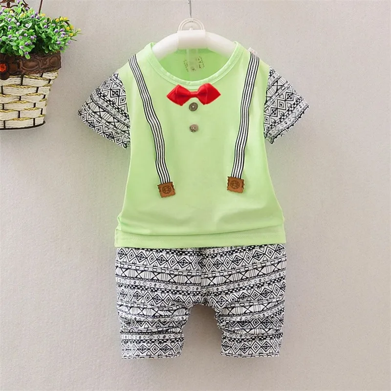 

New 2016 Summer Baby Boy Clothing Sets Kids Short Sleeve Pants + Top Boy Girl Navy Stripe Child Clothes Children Tracksuit 2-6Y