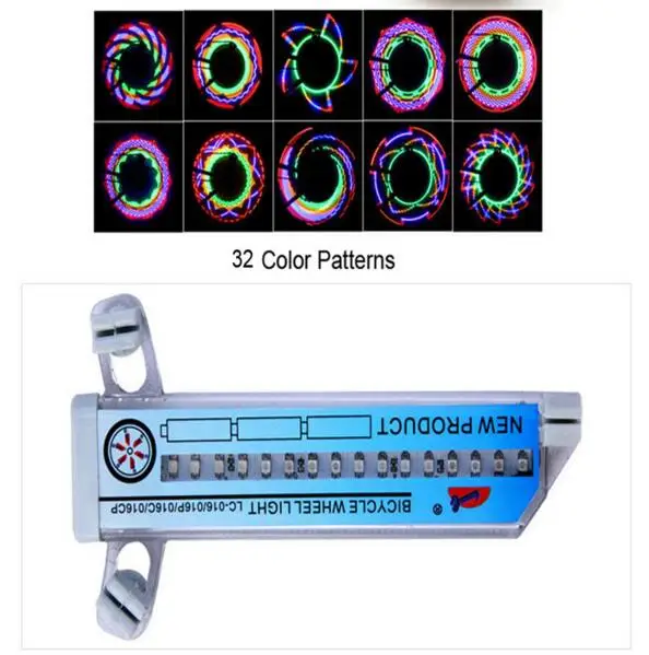 Новое поступление красочные велосипедные фонари велосипедная спица велосипедного колеса светильник 32 светодиодный 32-шаблон Водонепроницаемый