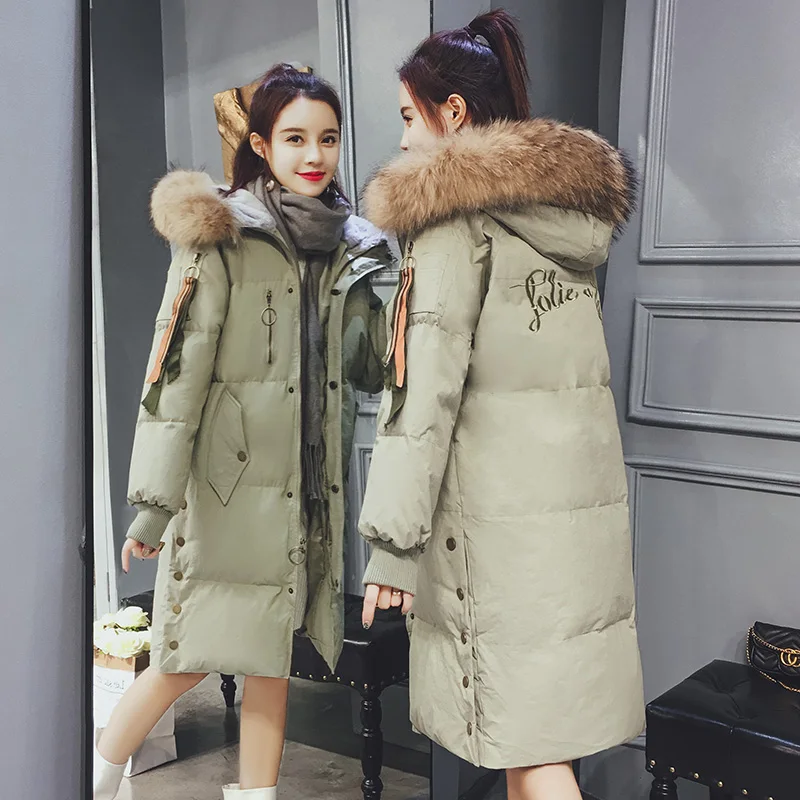 

AYUNSUE Winter Coats Ladies Warm Thick Down Cotton Real Furry Fur Collar Parkas 2018 Top Quality Female Winter Jackets MF477