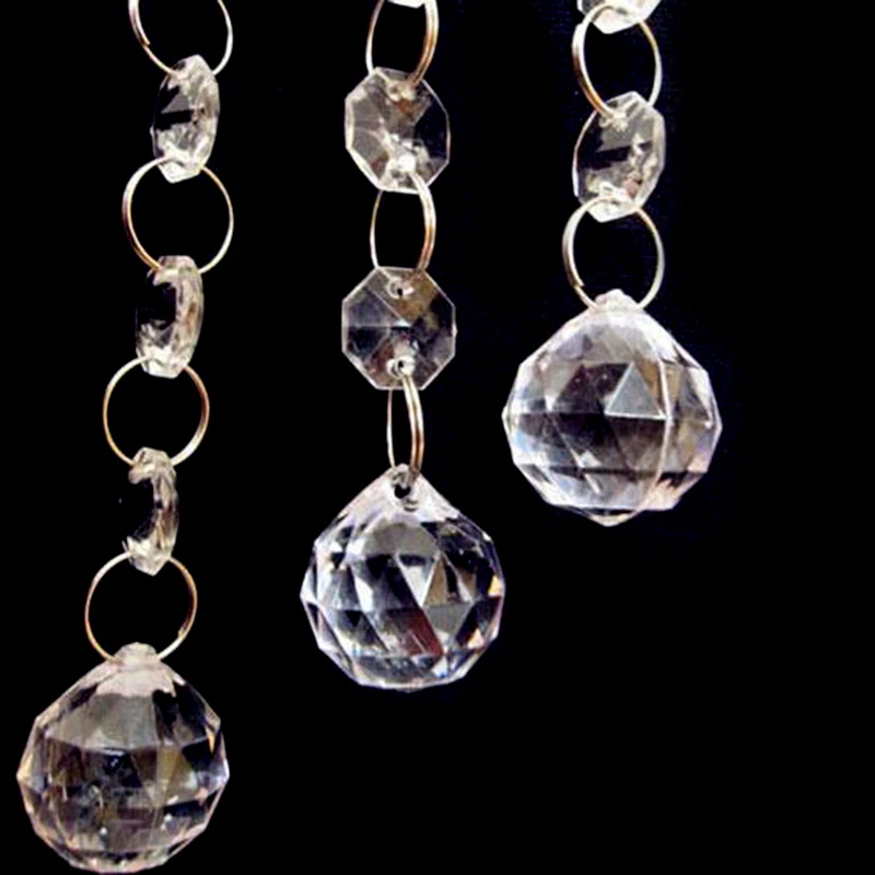 

5pcs Crystal Spherical Droplets Bead Chain Chandelier Parts Prism Balls Pendant Wedding Party Lighting Decor
