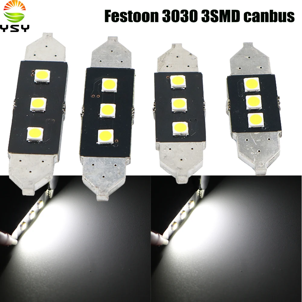 YSY 200X Festoon CANBUS 31mm 36mm 39mm 41mm C5W led ERROR FREE 3030 3 LED smd interior reading white bulbs dome lamps 12V | Автомобили и