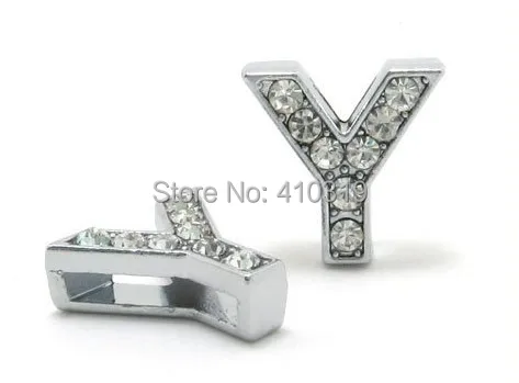 

Wholesale 50PCS 8mm " Y " full rhinestones slide letter diy charms , fit for necklace / wristband