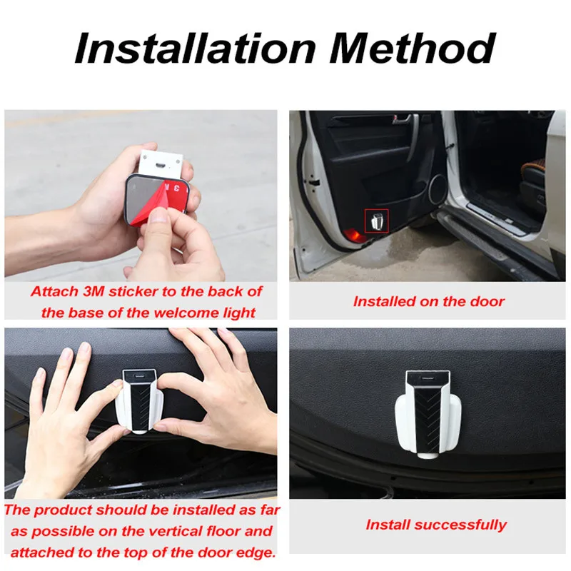rechargeable LED car welcome logo light wireless