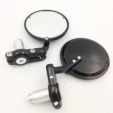 For Motorcycle Bar End Mirror For Cafe Racer Clubman Biker Black Aluminum Round Motorcycle