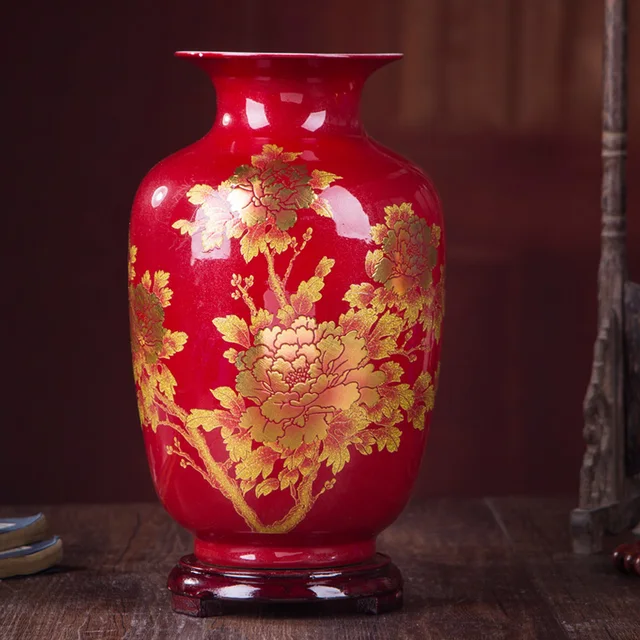 New Chinese Style Vase Jingdezhen Yellow Crystal Glaze Flower Vase Home Decor Handmade Shining Famille Rose Vases 4