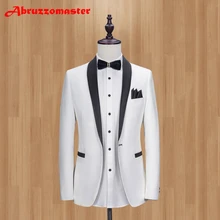 Мужские блейзеры белый смокинг с черным отворотом свадебный костюм для мужчин мужские костюмы Slim Fit Мужские костюмы человек костюм куртки